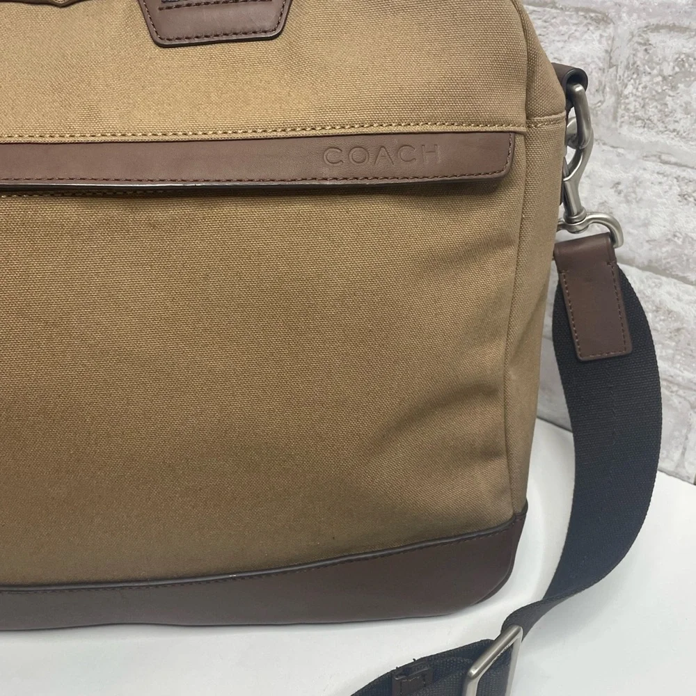 Coach Messenger Bag Brown Leather & Canvas Camden Briefcase Men’s Travel NWOT
